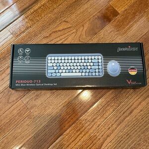 Perixx PERIDUO-713BL Wireless Mini Keyboard and Mouse Combo, Pastel Blue